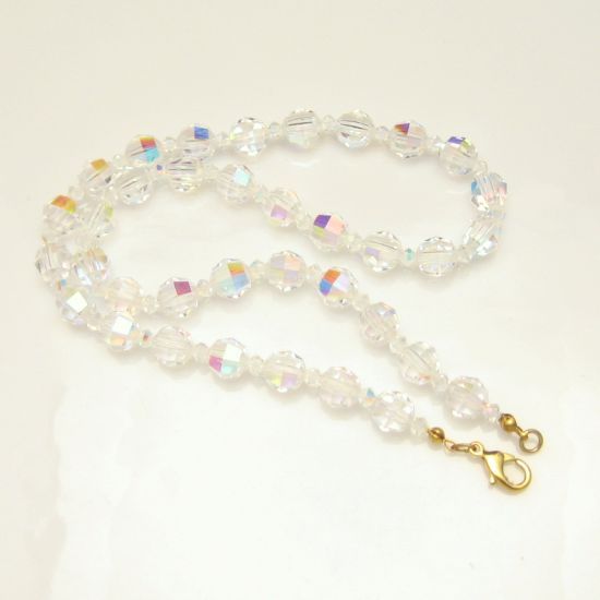 Vintage Necklace Gorgeous Sparkling Crystal Beads Aurora Boralis AB 