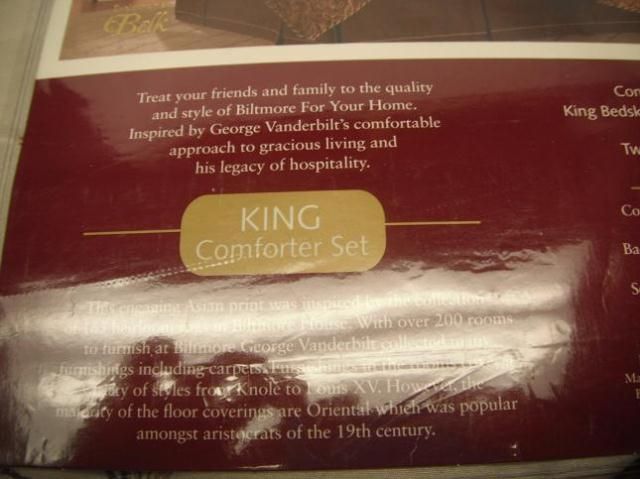 Belk Heirloom Biltmore Comforter Set King Size Sage Red Bedding