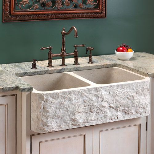 36 Marble Double Bowl Farm Sink Chiseled Apron White