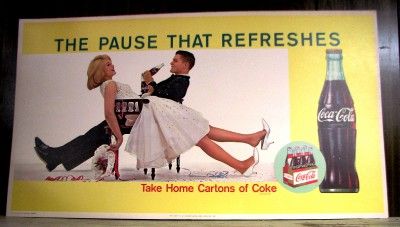 Vintage 1963 Coca Cola Double Side Advertising Sign