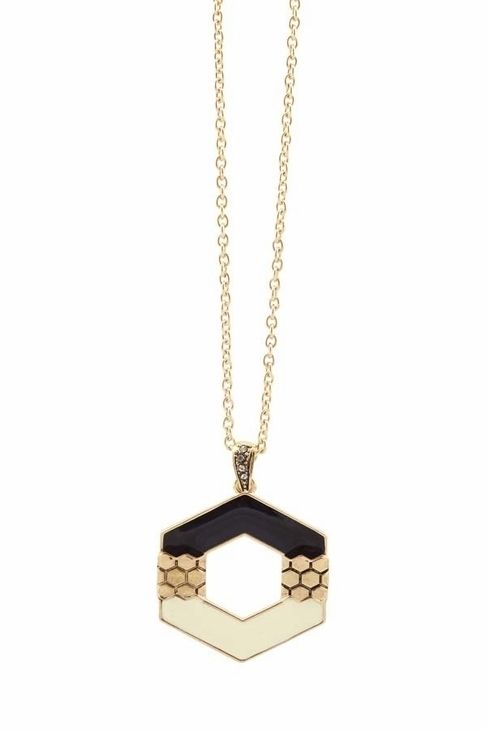 Belle Noel Kim Kardashian Gold Honey Hexagon Necklace