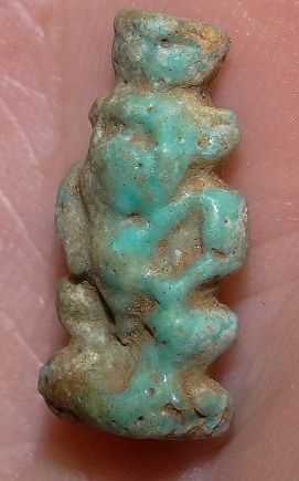   Ancient Egyptian Turquoise Blue Faience Amulet of Bes 2500 Years Old