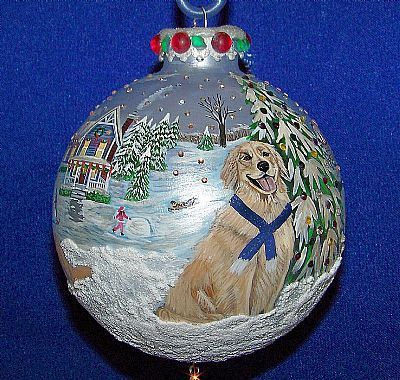   Fun Golden Retriever 360 Christmas Ornament by L Bernier OOAK