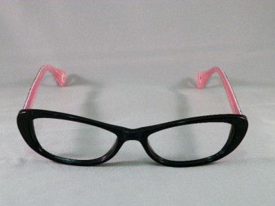 New Auth Betsey Johnson Flirtatious Eyeglasses Black w Pink Leopard 