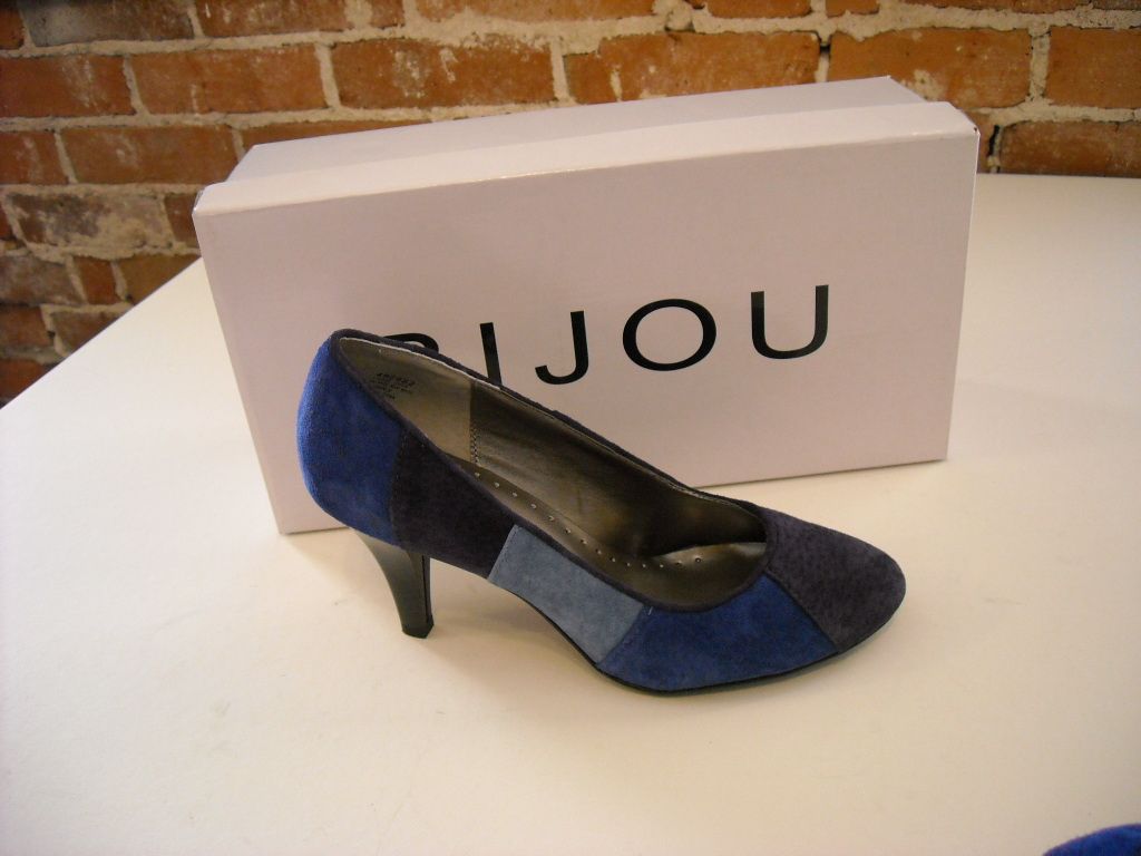 cute bijou aj valenci blue suede collage pumps new