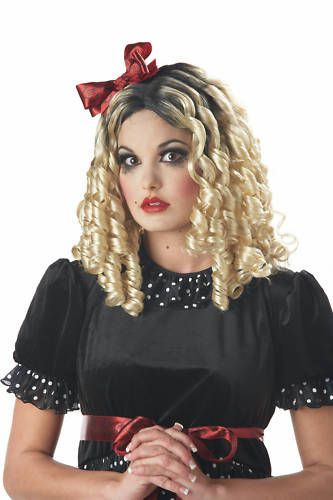 gothic scary freaky crazy doll adult girls costume wig time