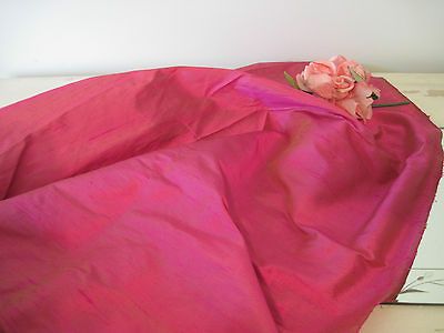 STUNNING PINK AND GOLD RAW SILK DRAPERY CURTAIN FABRIC TWO 7 YARD 