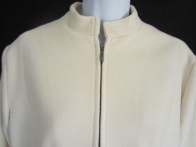 BERNARD ZINS OFF WHITE WOOL & CASHMERE ZIP FRONT JACKET SZ.8