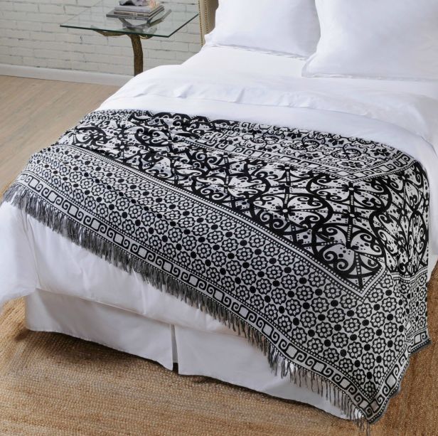 Nate Berkus Grand Bazaar Decorative Bed Cover Full 100 Viscose Indian 