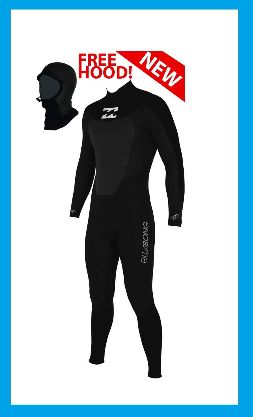 Billabong Foil 5 4 3mm Mens Wetsuit w Free Hood New