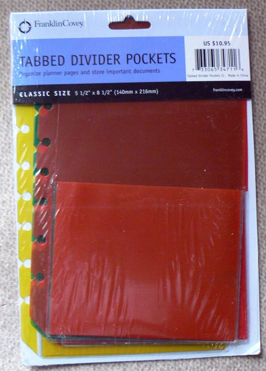 Franklin Covey Binder Planner Tabbed Divider Pockets