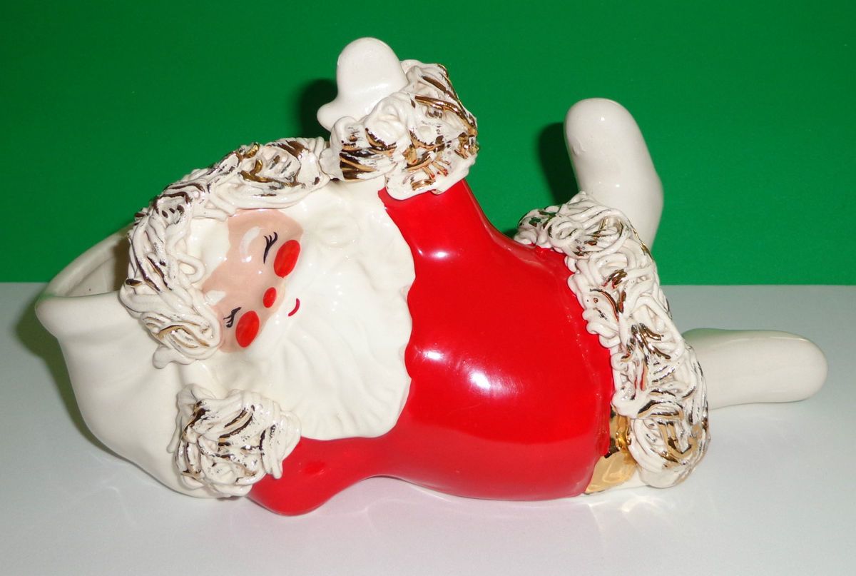 Vintage Betty Lou Nichols Santa Claus Vase Candy Cane Holder Hand 