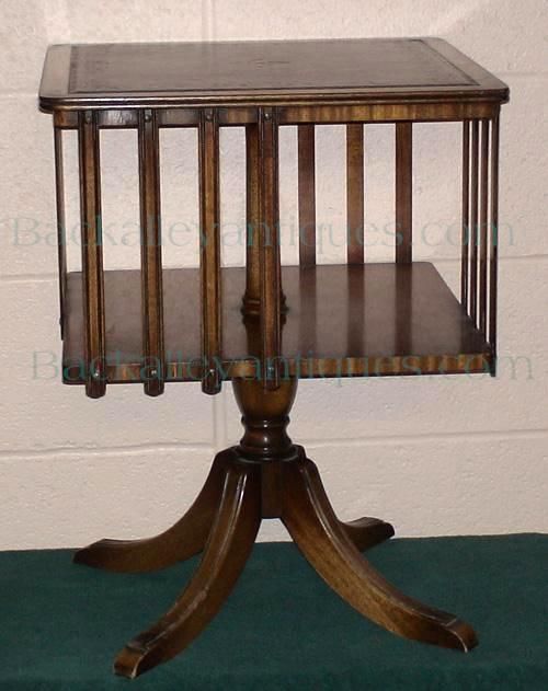 Vintage Bevan Funnell Mahogany Revolving Bookcase with Leather Gilded 