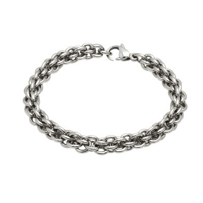   Stainless Steel Linked Chain or Bike Chain w Rubber Bracelet