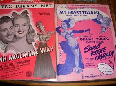 sheet music 30s 40 s garland kelly grable romero