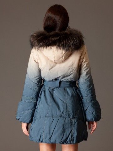 BEULAH Ombre Rabbit Fur Trim Puffer Coat  Zara XS/S $175