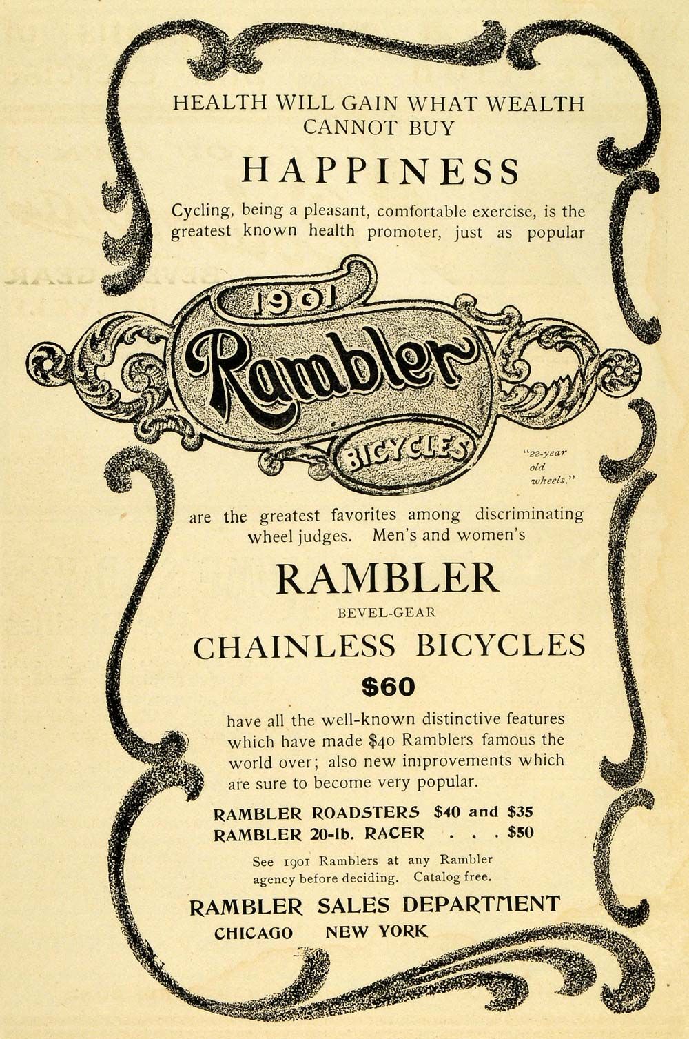   Rambler Sales Department Chicago Bicycles Vintage Transportation Bike