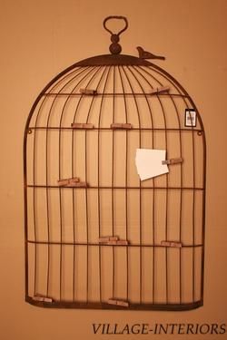 METAL BIRD CAGE WALL DECOR ; PHOTO MEMO HOLDER ORGANIZER BOARD / GREAT 