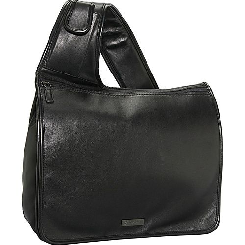 Bisadora Black Glazed Leather Messenger   Black