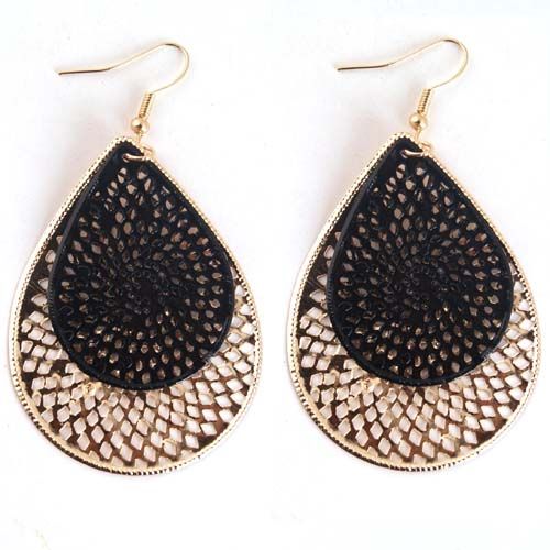   Black Gold Water Drop Shape Shinning Dangle Earring Jewelry