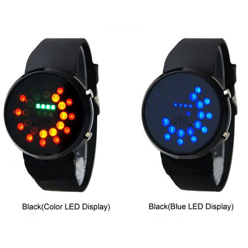 New Fashion Date Binary Blue LED Digital Sport Men Male Silicone Wrist 