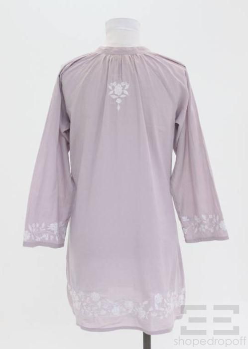Bindya for Calypso St Barth Lilac & White Floral Embroidery Tunic Size 