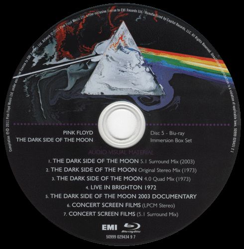 PINK FLOYD The Dark Side of the Moon BLU RAY IMMERSION Disc 5 5 1 
