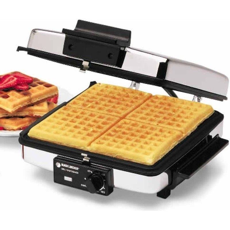 in 1 Waffle Maker & Indoor Electric Grill Cooker Black Decker 