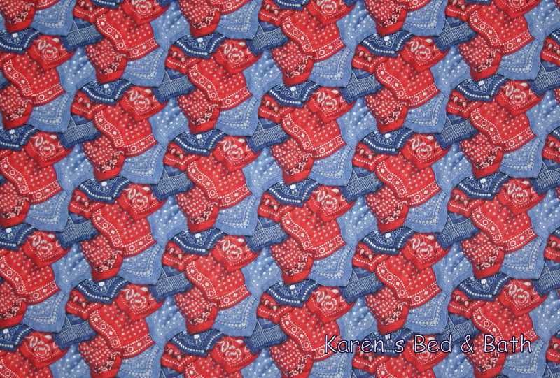 Denim Blue Red Bandana Cowboy Curtain Valance New