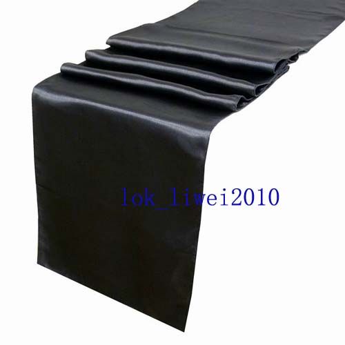 5pcs New Black Satin Table Runners 12 x 108 Wedding