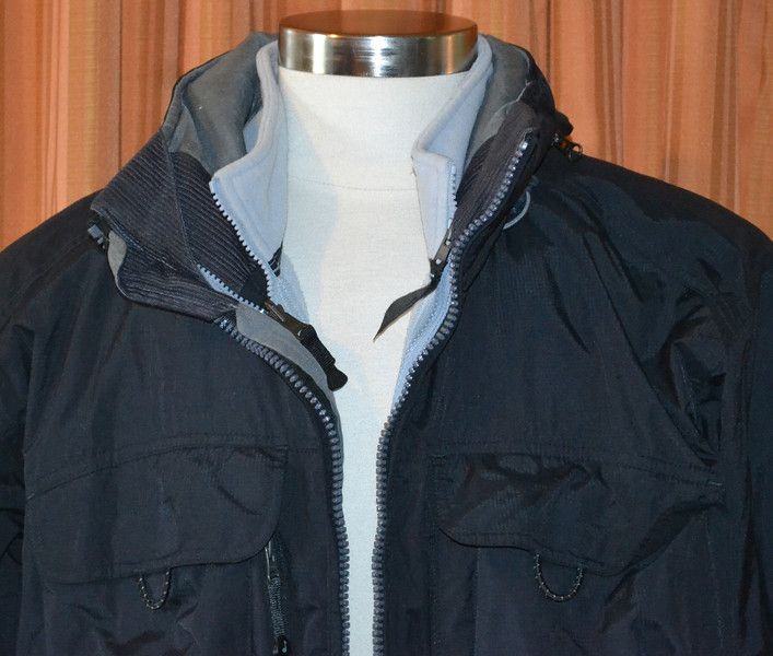   Storm Clad Black Nylon Winter Rain Snow Jacket Coat Mens Large