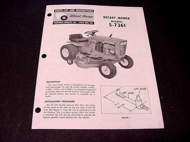 Wheel Horse Tractor Mower Parts List Instructions 5 7361 from 1969 