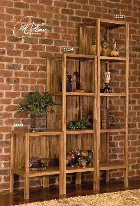 Gunner Med Open Wood Bookshelf Bookcase Etagere Contemporary 