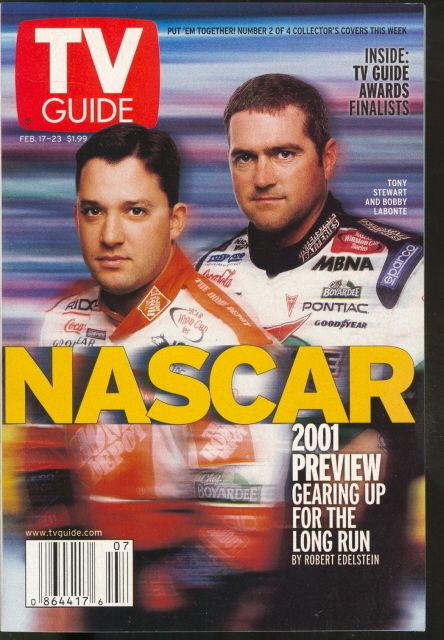 2001 TV Guide NASCAR Preview Tony Stewart Bobby Labonte