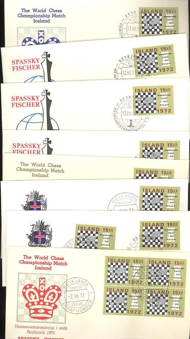 ICELAND Chess Bobby Fischer vs Boris Spassky match 1972 FDCs all dates