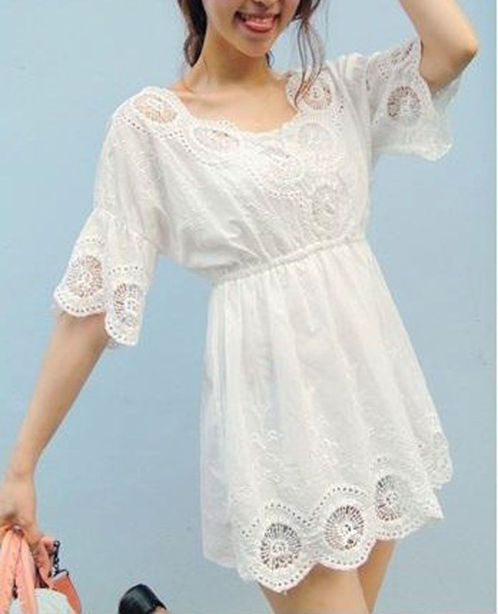 Vintage Chic Eyelet Lace Embroidered Blouse Peasant Free Spiri People 