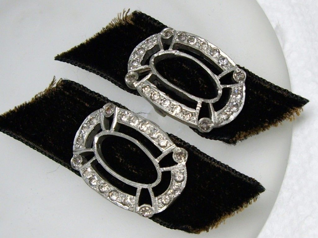 Pair Georgian Victorian Paste Rhinestone Steel Buckles