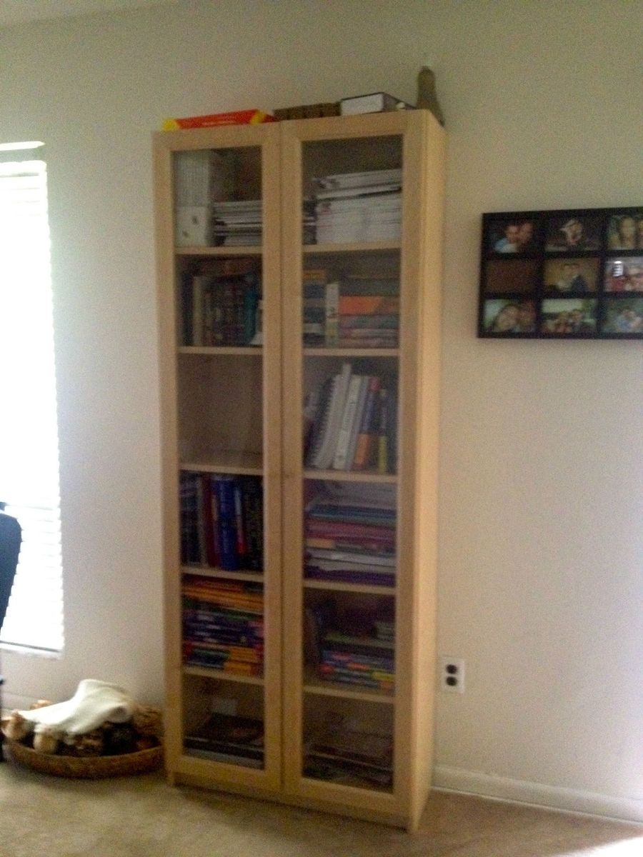 IKEA Billy Bookcase with Glass Doors Beech Effect on PopScreen
