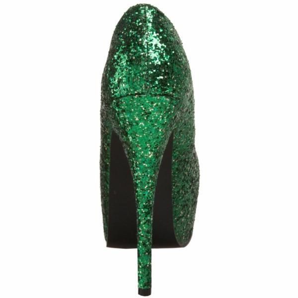 Bordello High Heel Green Glitter 5 3 4 Heel Platform Pump Teeze 06G 