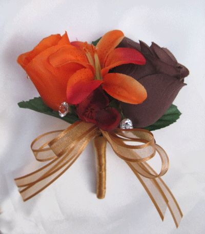 17pc Bouquet Wedding Flowers Bouquets Orange Lily Fall