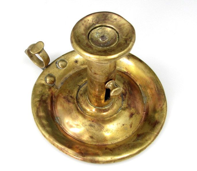 antique brass candlestick candle holder finger lamp vintage