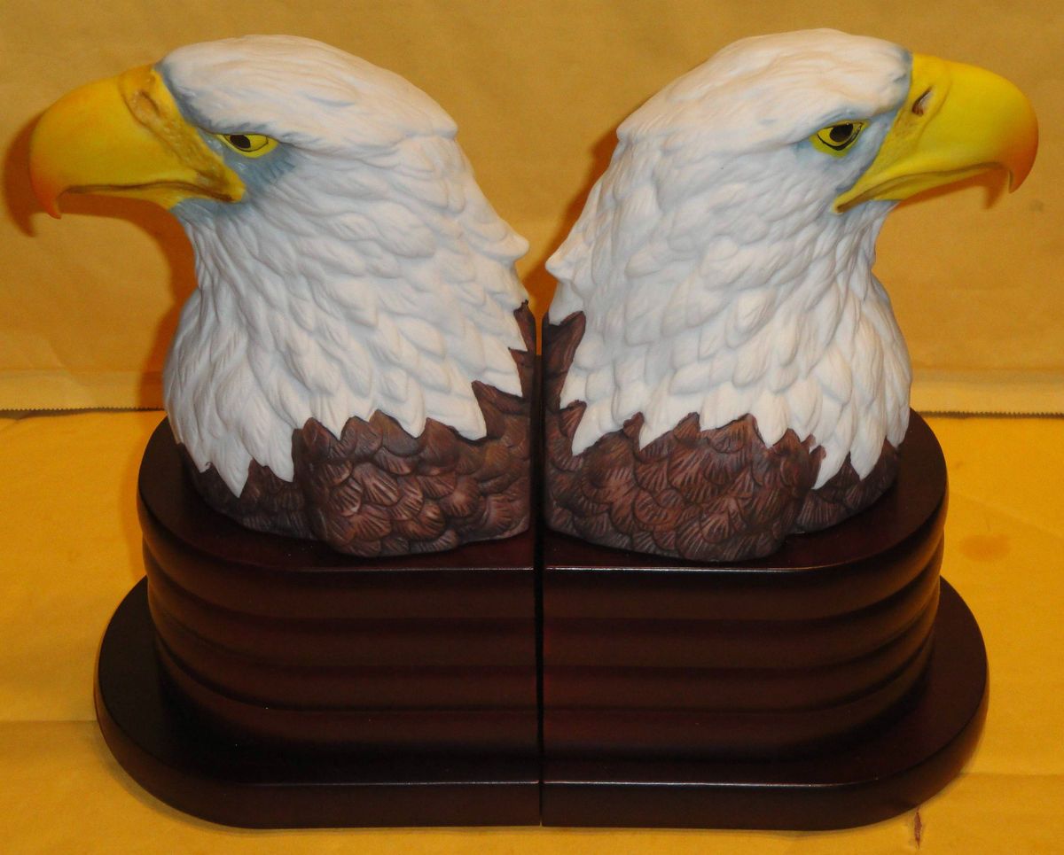 Brentwood Eagle Head Bookend Set 7 75 Tall Wood Bases