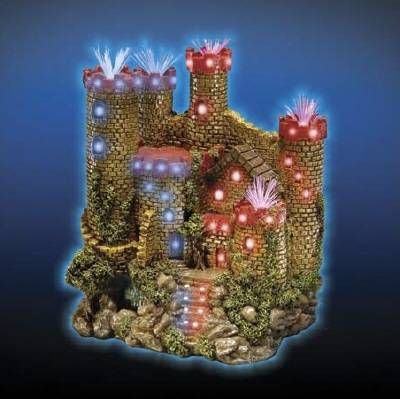 NEW LIGHT UP CASTLE RUIN FISH TANK ORNAMENT RRFO1