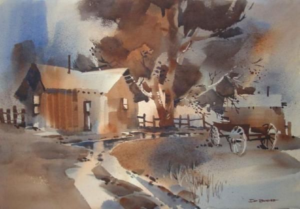 Don Brackett Southwest Farm Original Watercolor