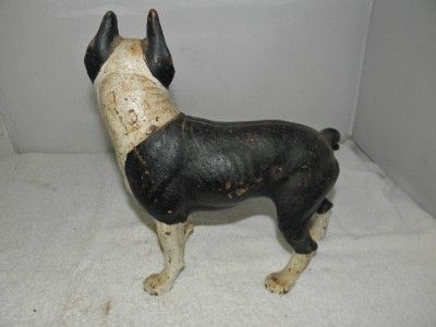 Vintage Hubley Cast Iron Black and White Boston Bull Terrier Doorstop 