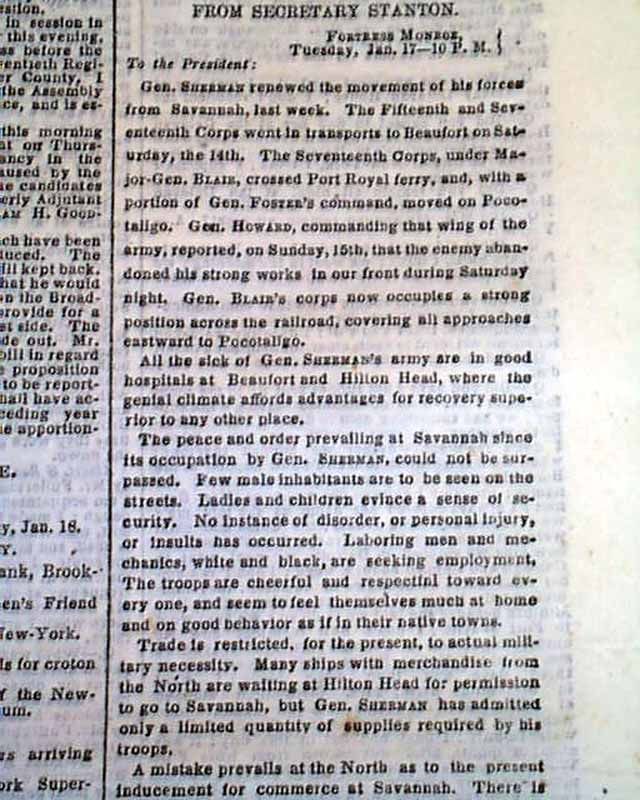   SHERMANS Special Field Order # 15 Branchville SC Civil War 1865 News