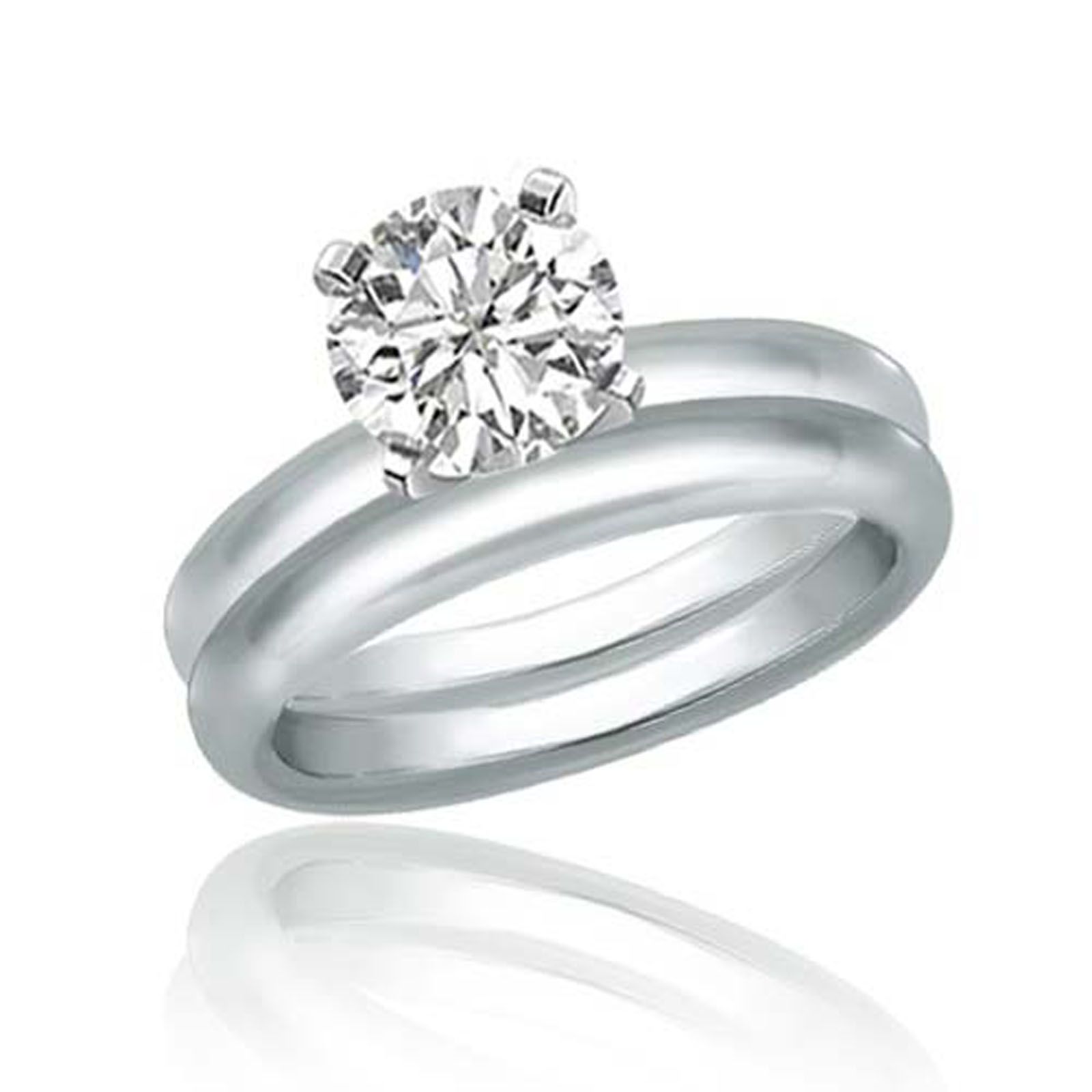 00 Carat Round Cut Diamond Bridal Set in 14k White Gold