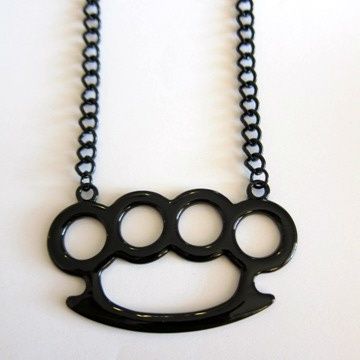  Large Black Brass Knuckle Necklace