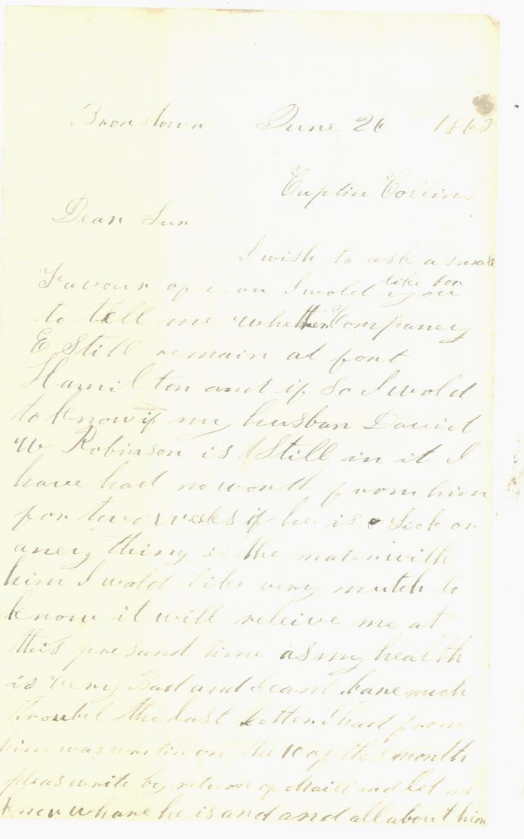 BROWNSTOWN PENNSYLVANIA CIVIL WAR 17TH US INFANTRY LETTER 1863