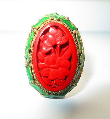 antique chinese export cinnabar ring from canada 